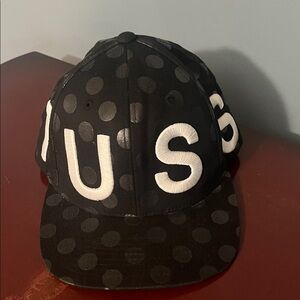 Stussy Black Cap with White Letters